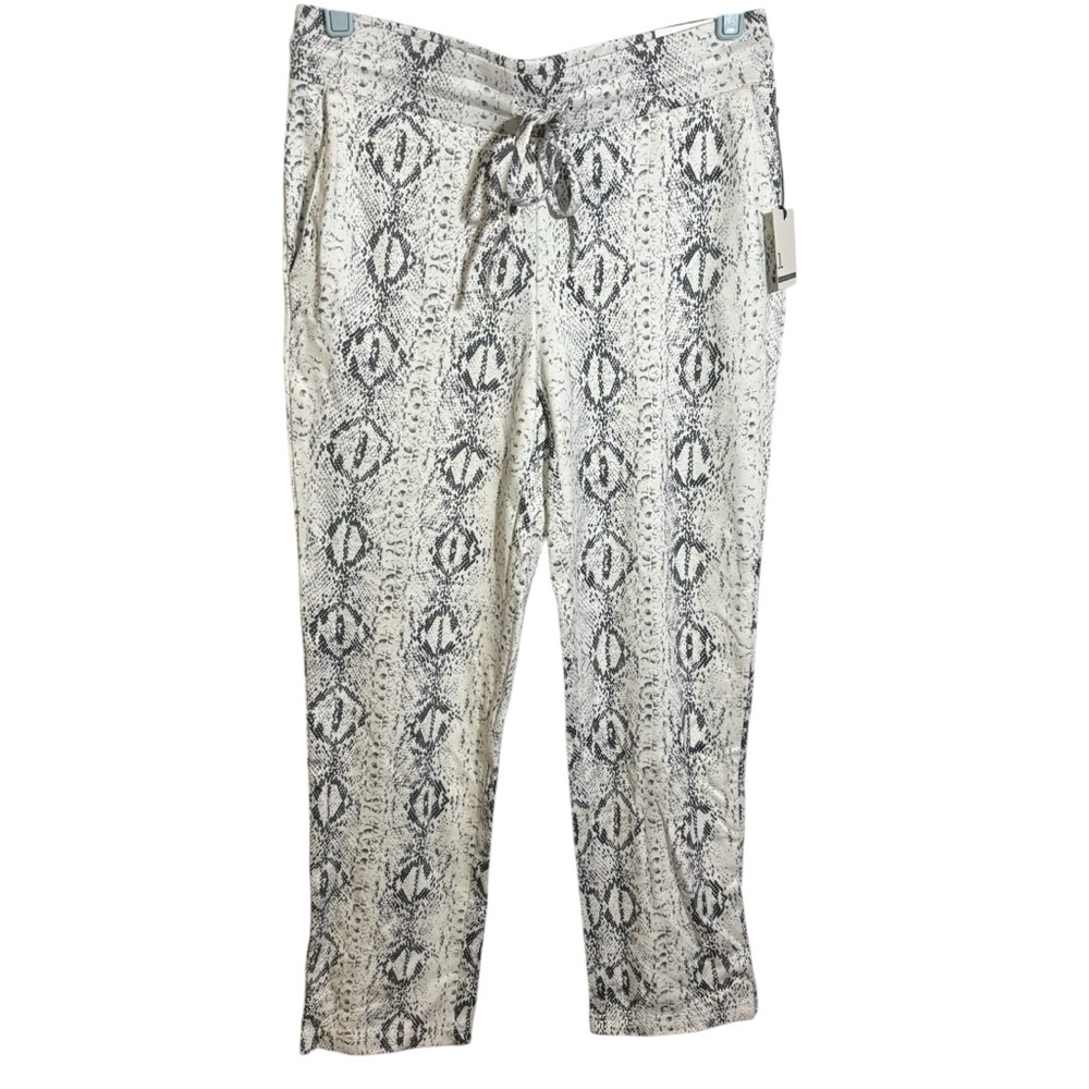 Jules & Leopold Capri Jogger White with Gray Snake Print Pockets Women’s Medium